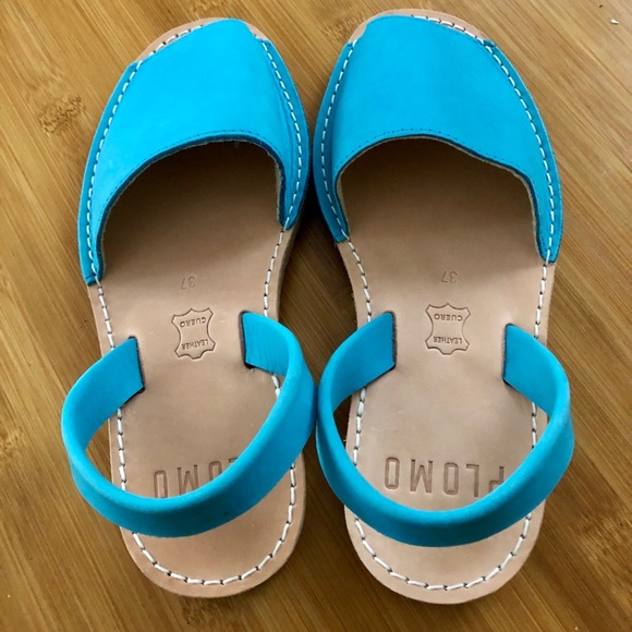 Plomo Spain Aqua Suede Sandals Flats Euro 37 US 7 - Picture 3 of 7